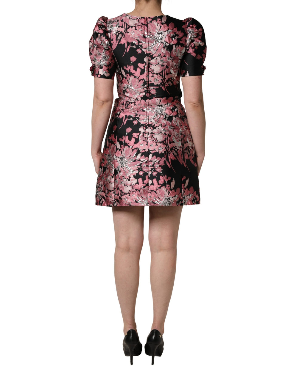 Dolce & Gabbana Mehrfarbiges Blumen-Brocaded-Minikleid in A-Linie