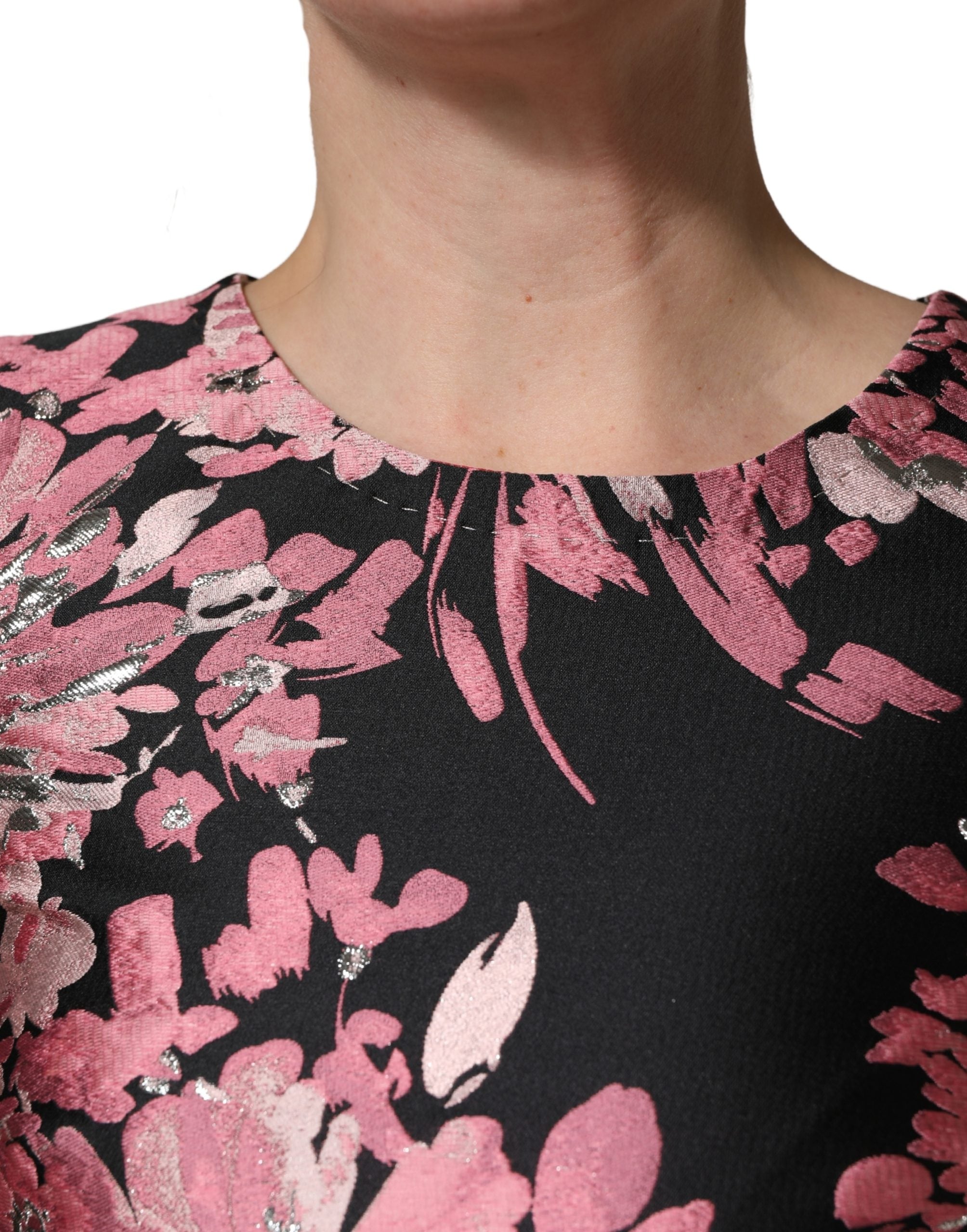 Dolce & Gabbana Mehrfarbiges Blumen-Brocaded-Minikleid in A-Linie