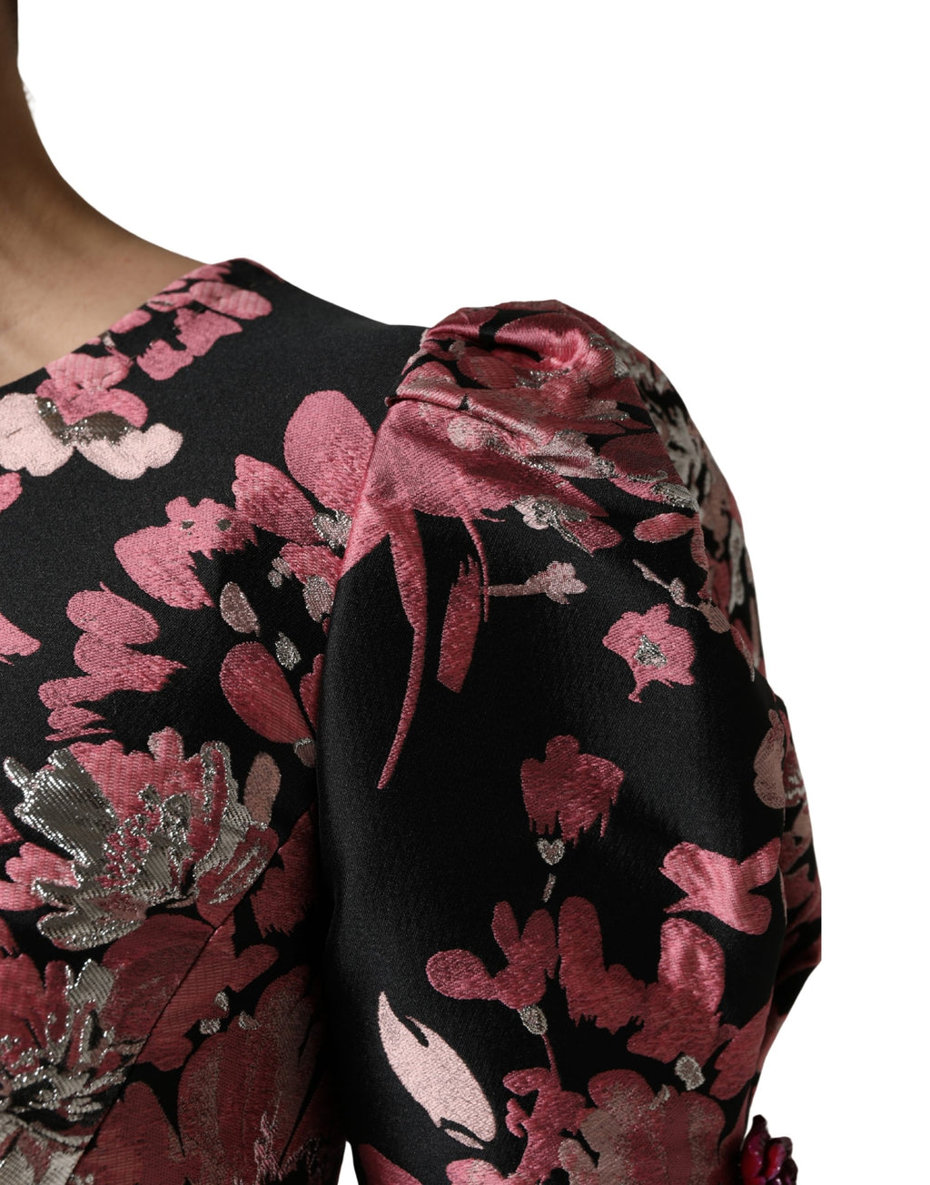 Dolce & Gabbana Mehrfarbiges Blumen-Brocaded-Minikleid in A-Linie