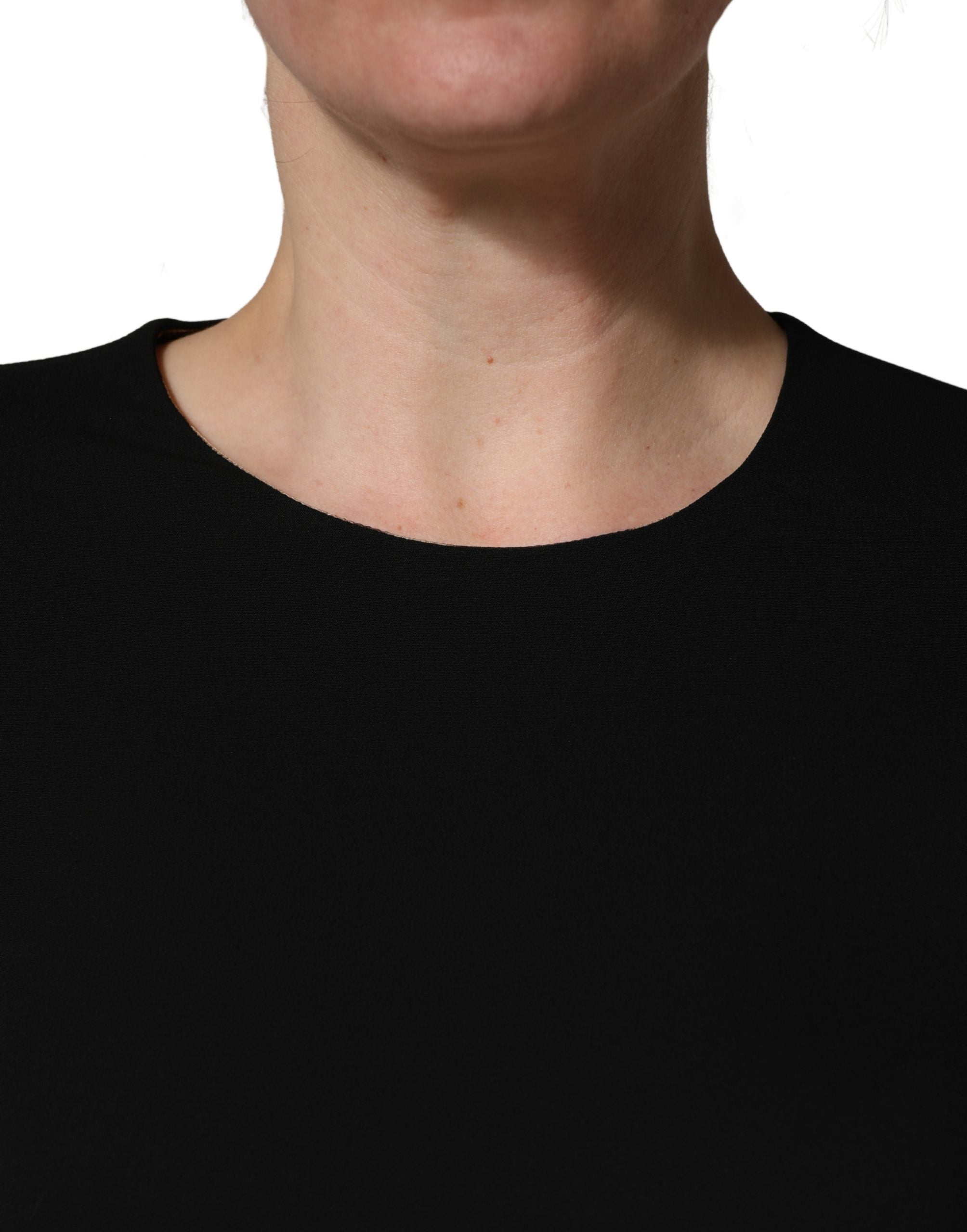 Dolce & Gabbana Schwarzes Minikleid aus Viskose mit Spitze und langen Ärmeln