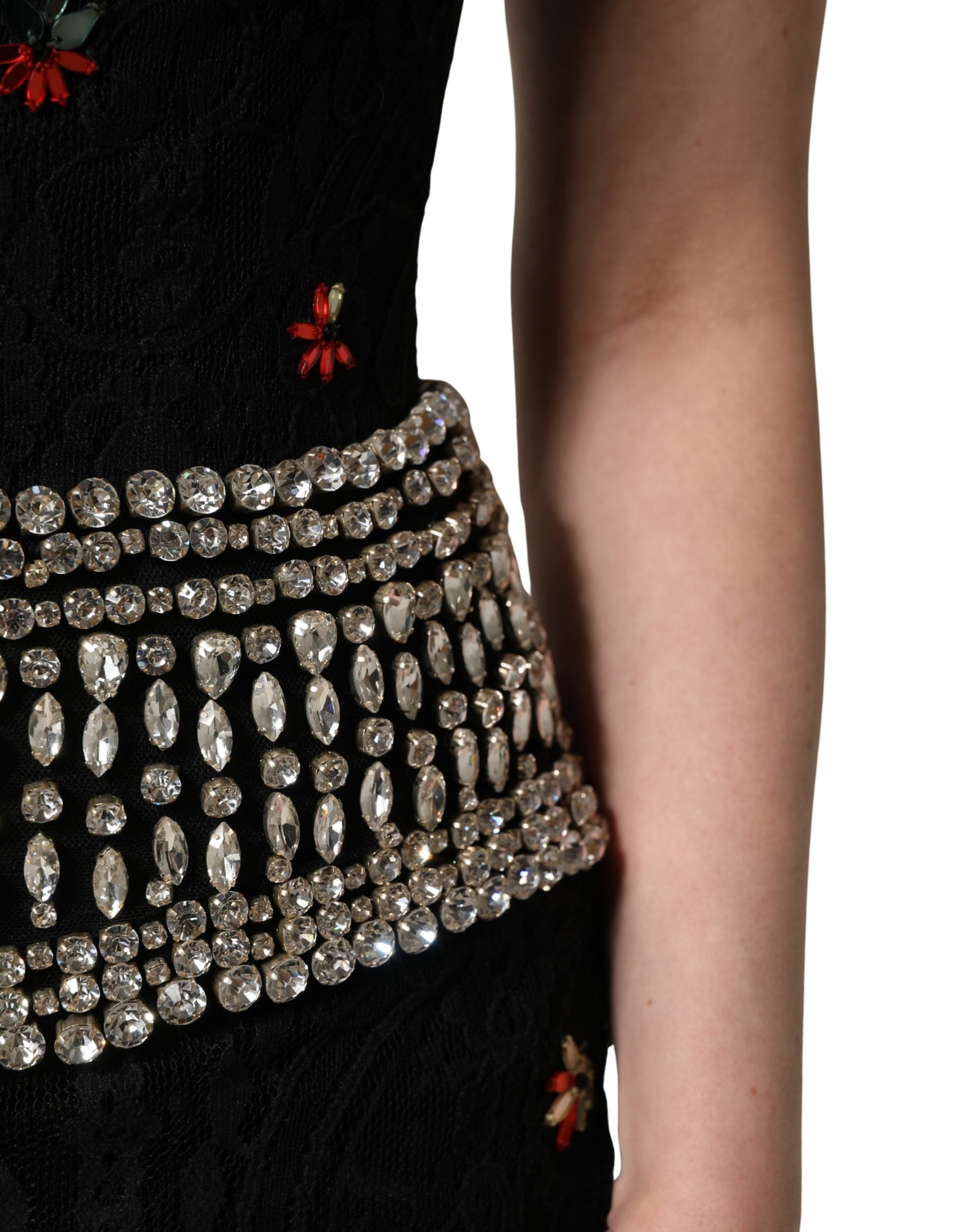 Dolce & Gabbana Schwarzes Pailletten-Mini-Etuikleid