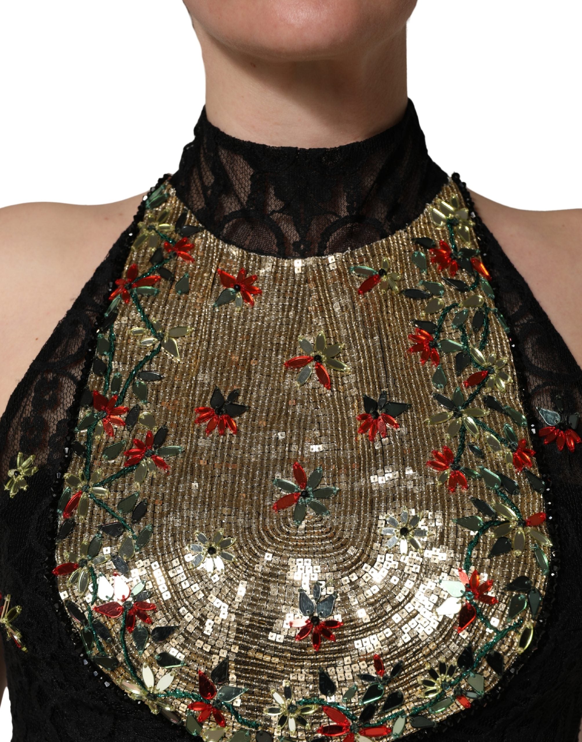 Dolce & Gabbana Schwarzes Pailletten-Mini-Etuikleid