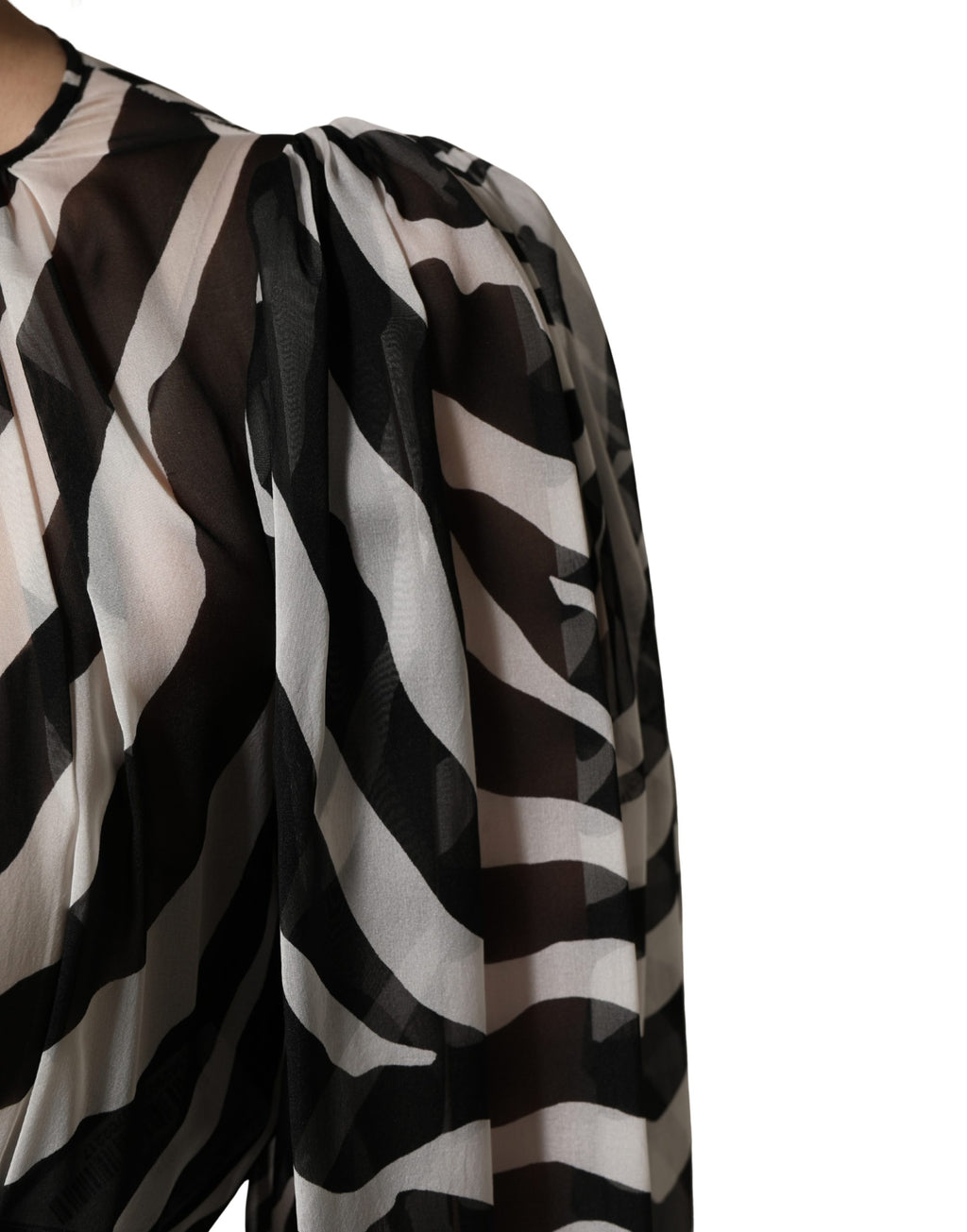 MSGM Mini-Kleid mit Puffärmeln in Schwarz-Weißem Zebra-Muster