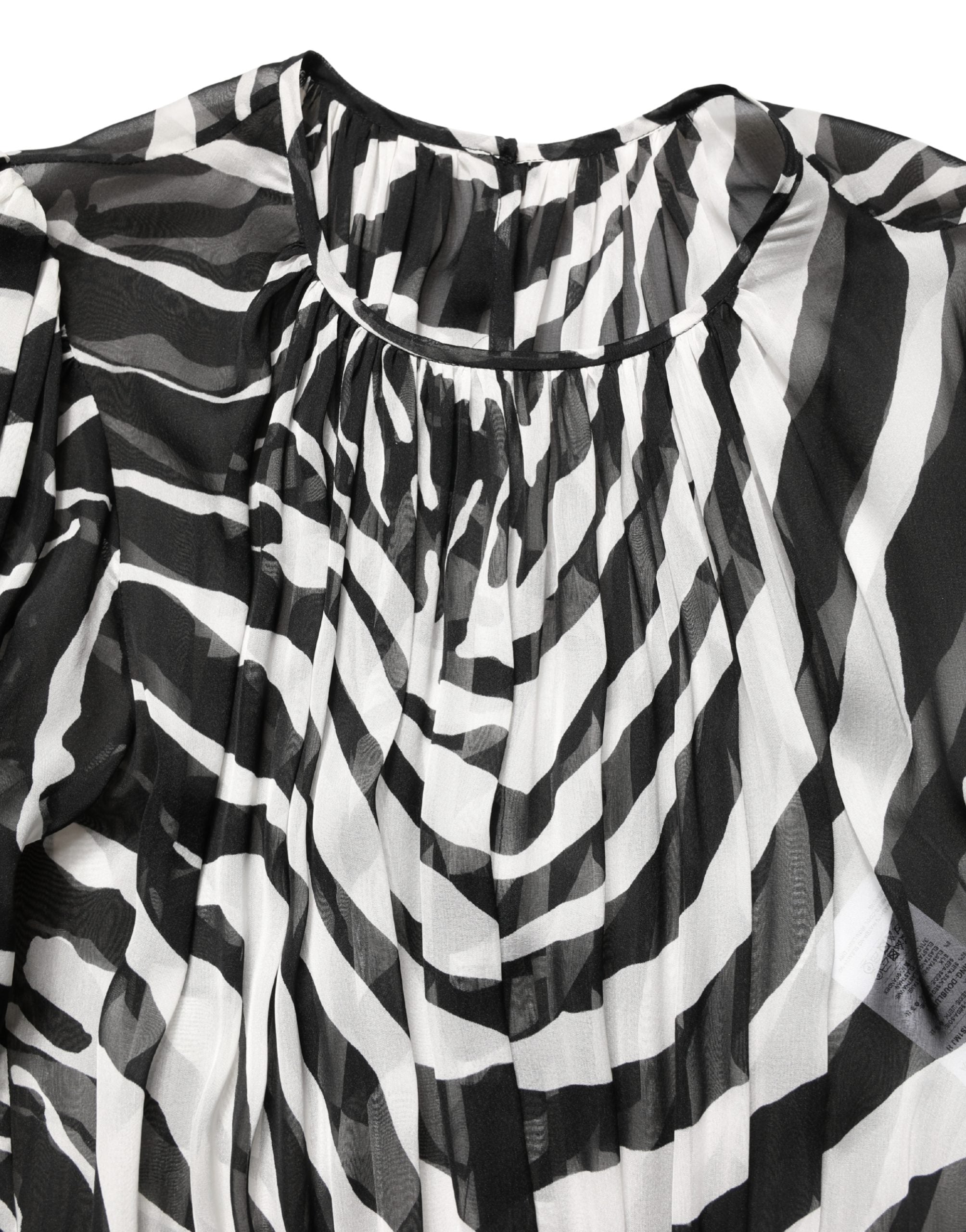 MSGM Mini-Kleid mit Puffärmeln in Schwarz-Weißem Zebra-Muster