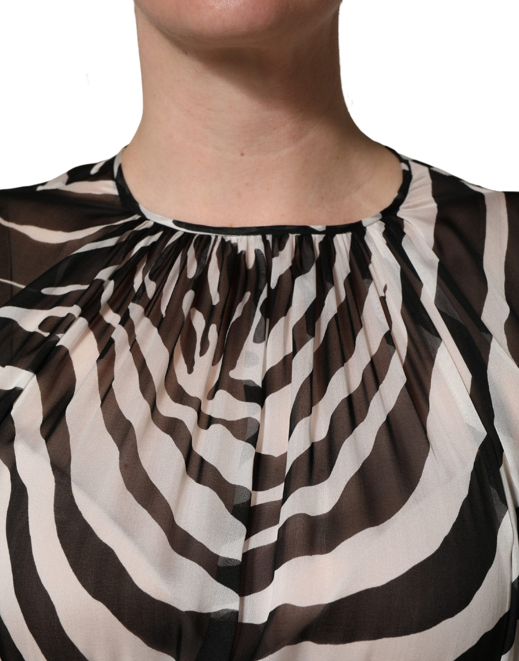 MSGM Mini-Kleid mit Puffärmeln in Schwarz-Weißem Zebra-Muster