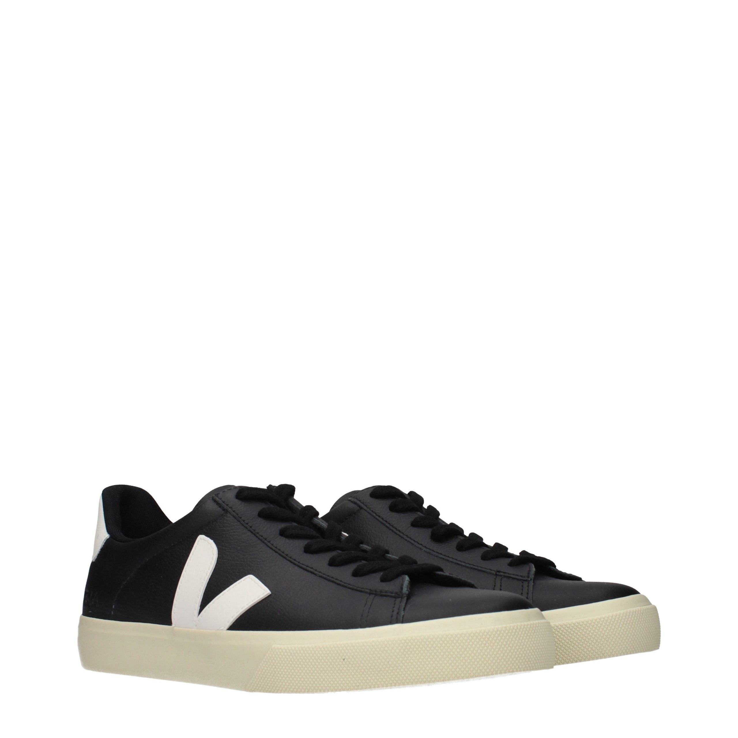 Veja Schwarze Leder Low-Top-Sneaker