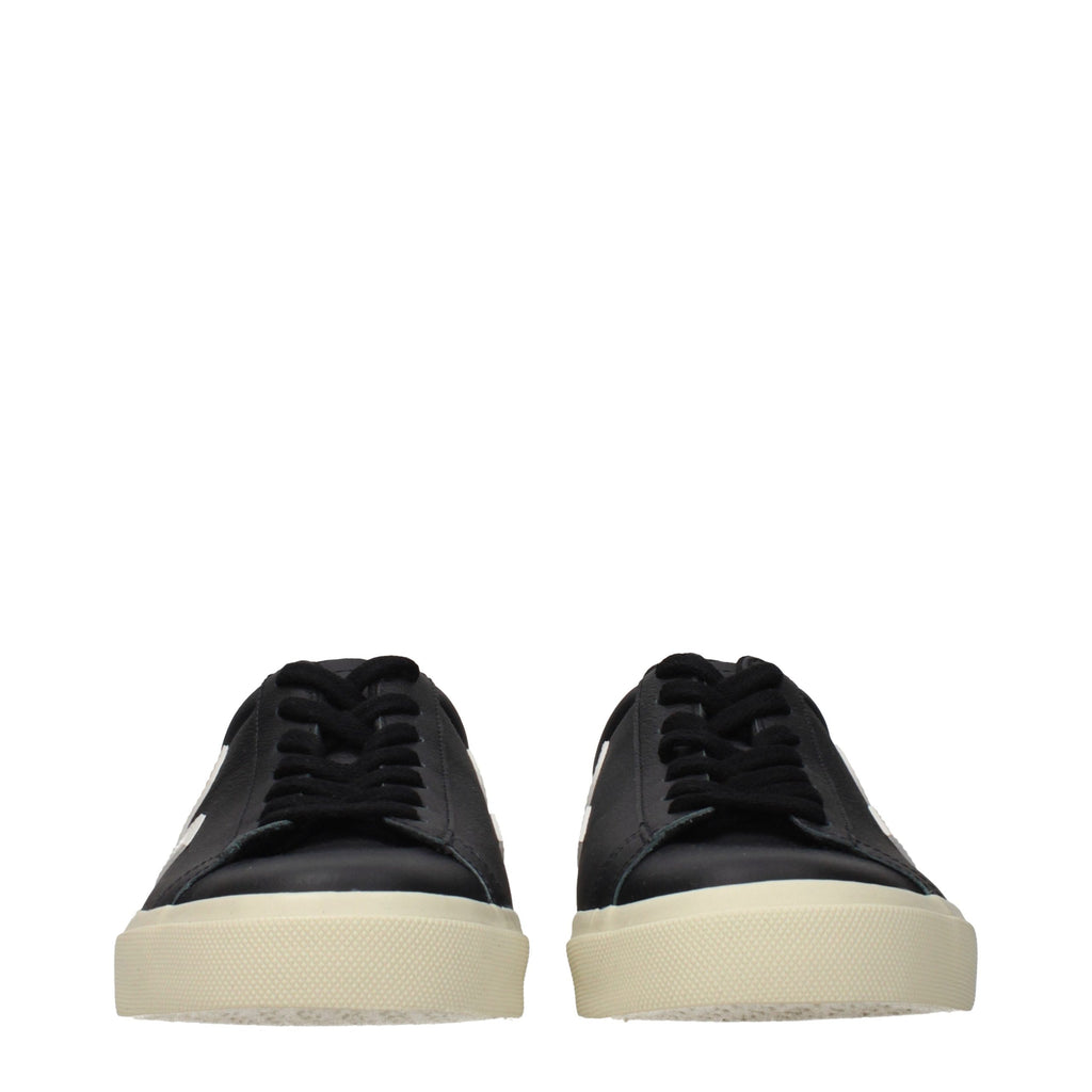 Veja Schwarze Leder Low-Top-Sneaker