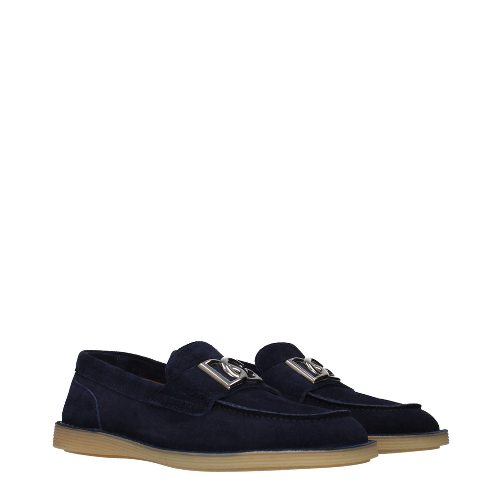 Dolce & Gabbana Blaue Loafer aus Leder zum Hineinschlüpfen