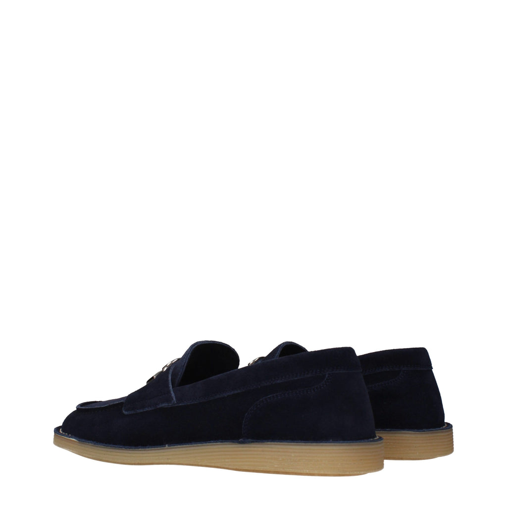 Dolce & Gabbana Blaue Loafer aus Leder zum Hineinschlüpfen