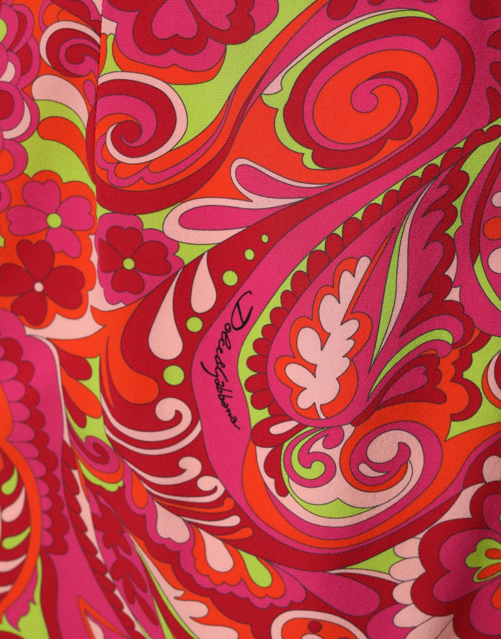 Dolce & Gabbana Rotes Maxikleid mit Paisley- und Blumenprint