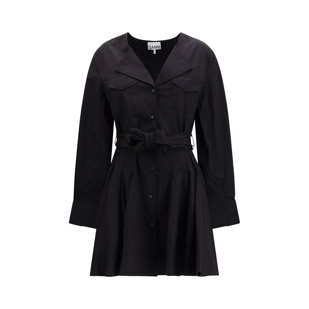 Ganni Schwarzes Baumwoll-Freizeitkleid