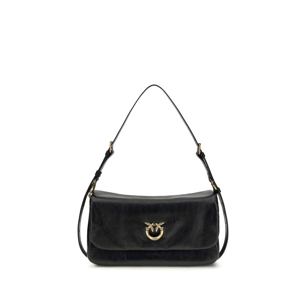 PINKO Schwarze Bos Taurus Kalbsleder Schultertasche