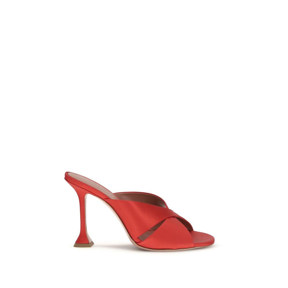 Amina Muaddi Mehrfarbige Stiletto-Sandalen aus Seide