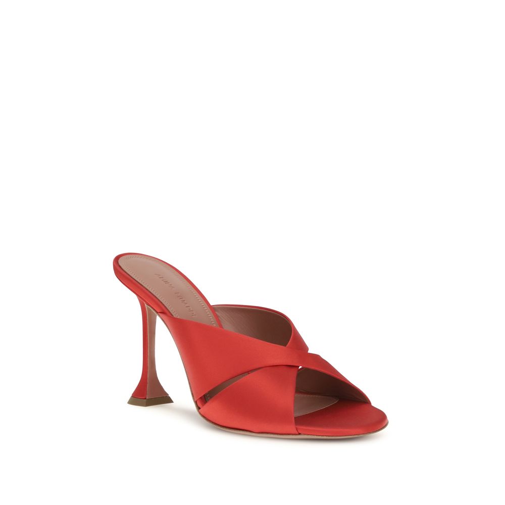 Amina Muaddi Mehrfarbige Stiletto-Sandalen aus Seide