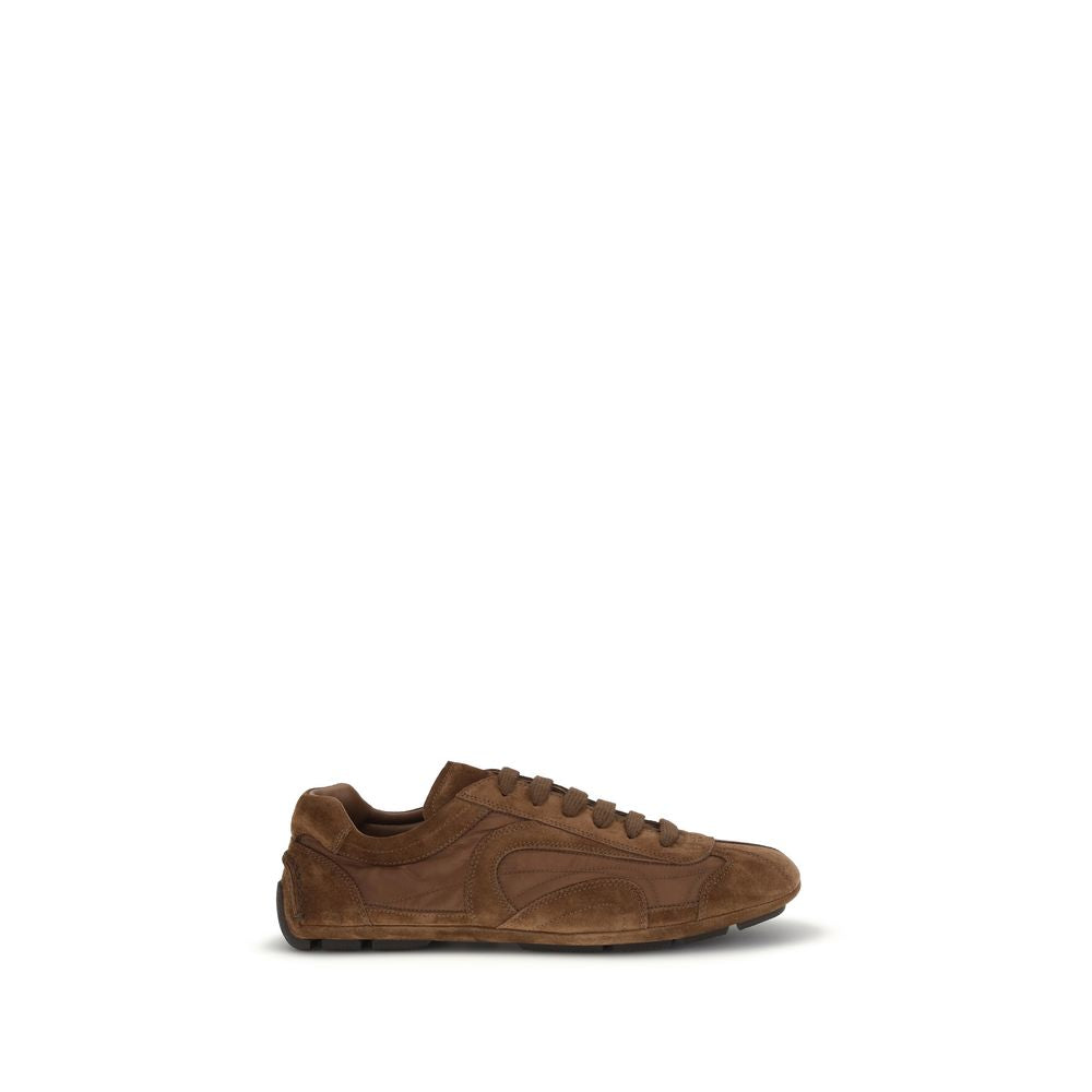 Prada Braune Kalbsleder Bos Taurus Low Top Sneaker