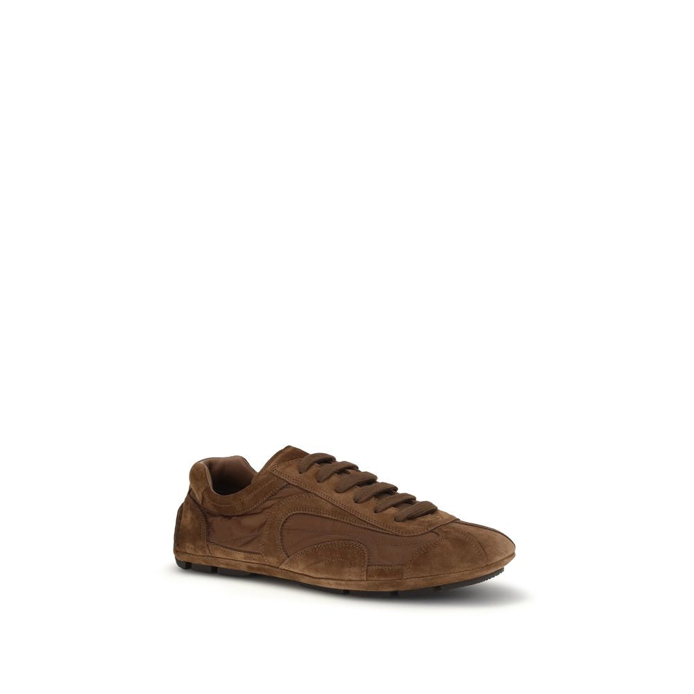 Prada Braune Kalbsleder Bos Taurus Low Top Sneaker