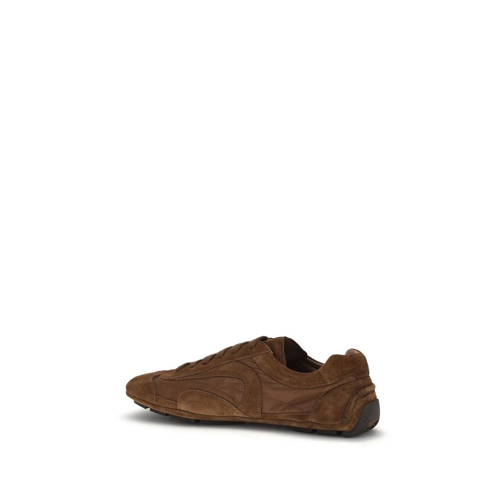 Prada Braune Kalbsleder Bos Taurus Low Top Sneaker