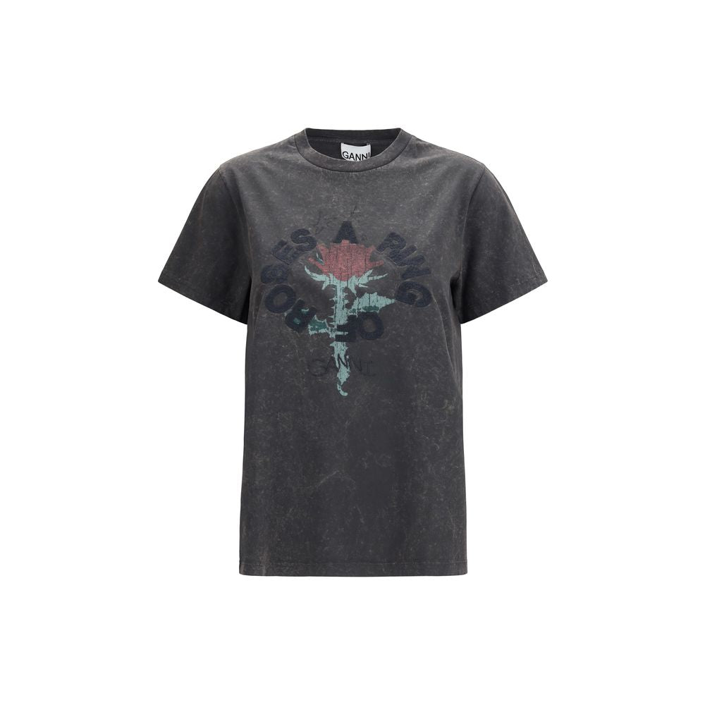 Ganni Graues Baumwoll-T-Shirt