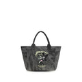 Ganni Graue Schultertasche aus recycelter Baumwolle