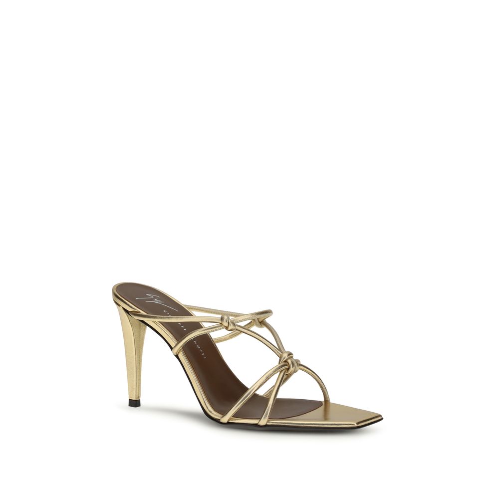 Giuseppe Zanotti Sandale mit Stiletto-Absatz aus Kalbsleder Bos Taurus in Gold