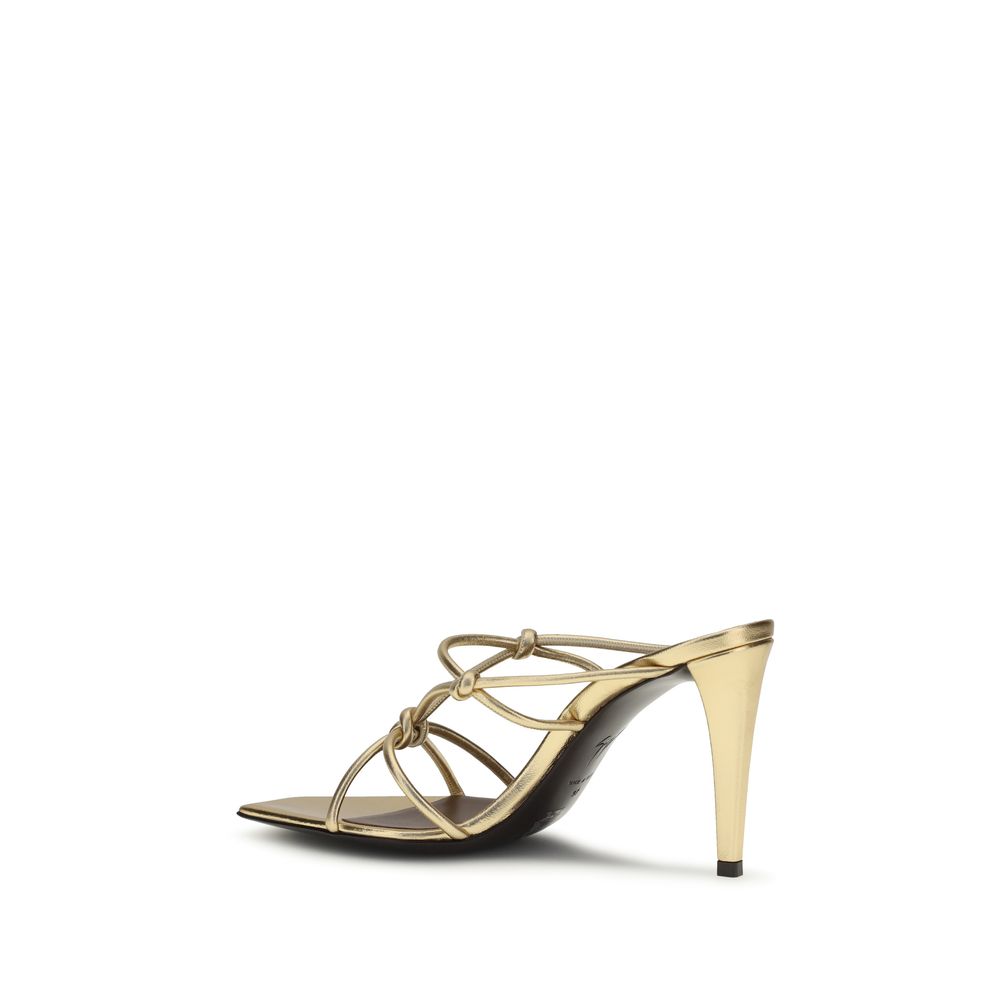Giuseppe Zanotti Sandale mit Stiletto-Absatz aus Kalbsleder Bos Taurus in Gold