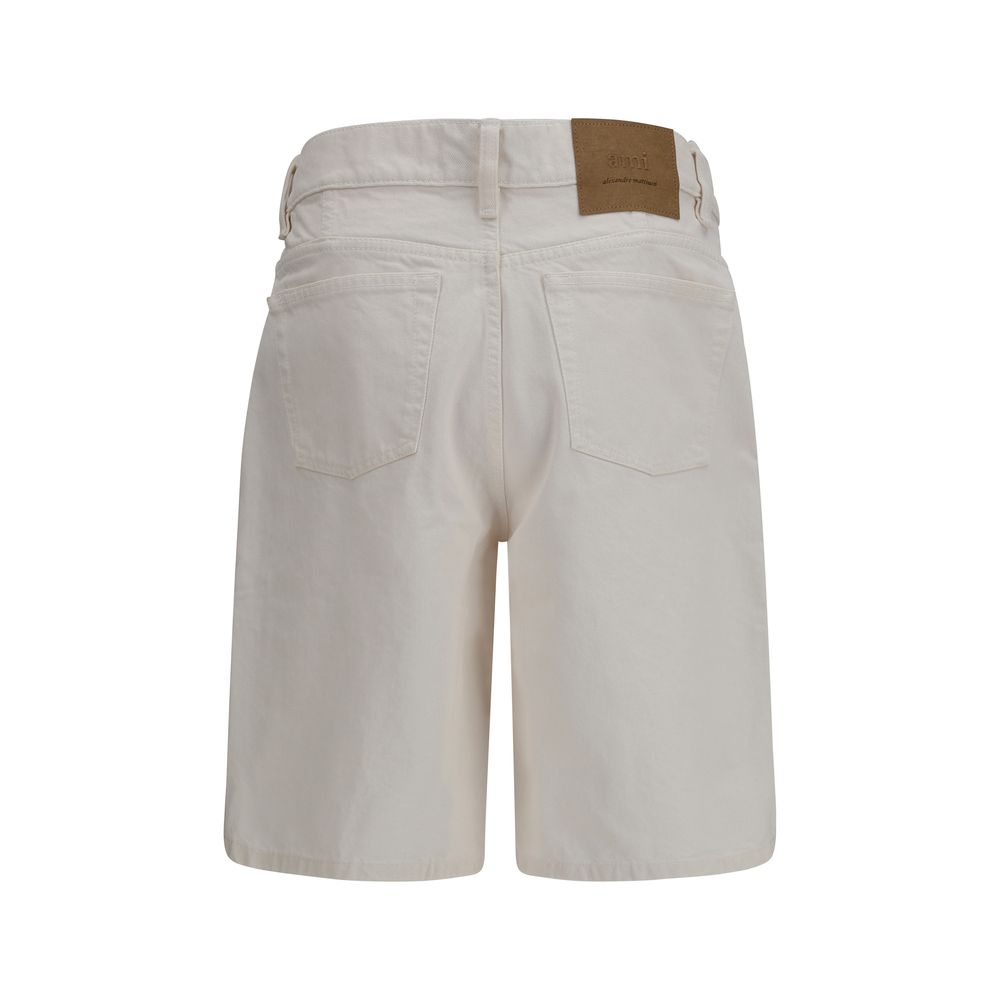 Ami Paris Weiße Baumwoll-Bermudashorts