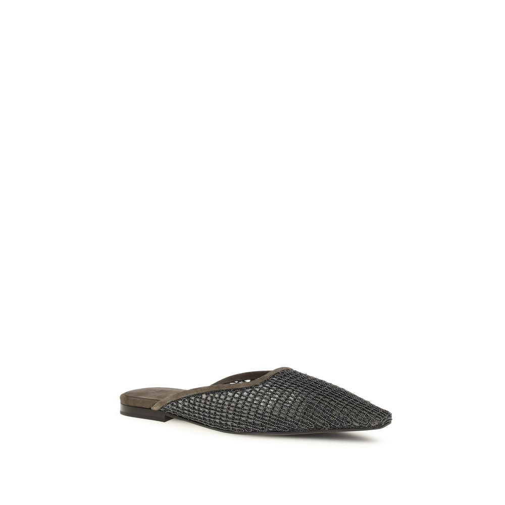 Brunello Cucinelli Braune Kalbsleder-Ballerinas Bos Taurus