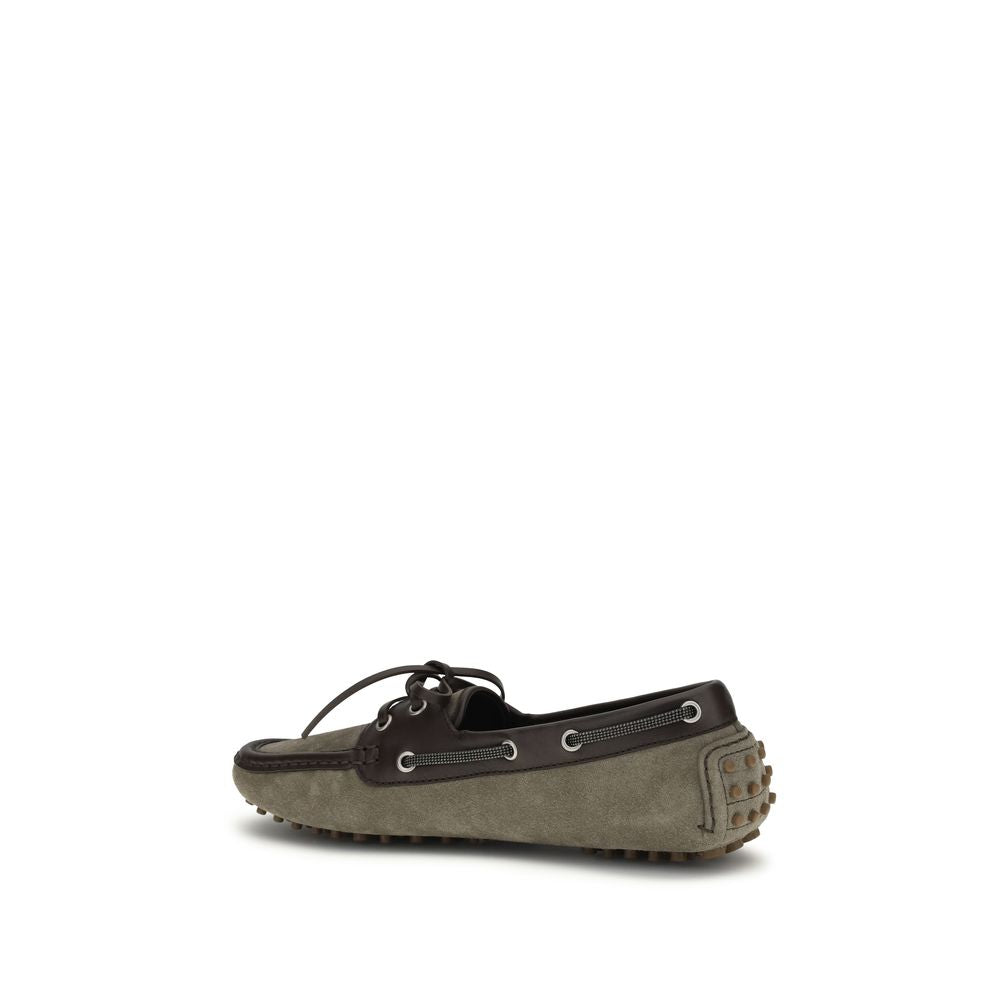 Brunello Cucinelli Graue Kalbsleder Bos Taurus Slipper-Loafer