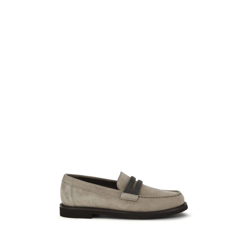 Brunello Cucinelli Graue Kalbsleder Bos Taurus Slipper-Loafer