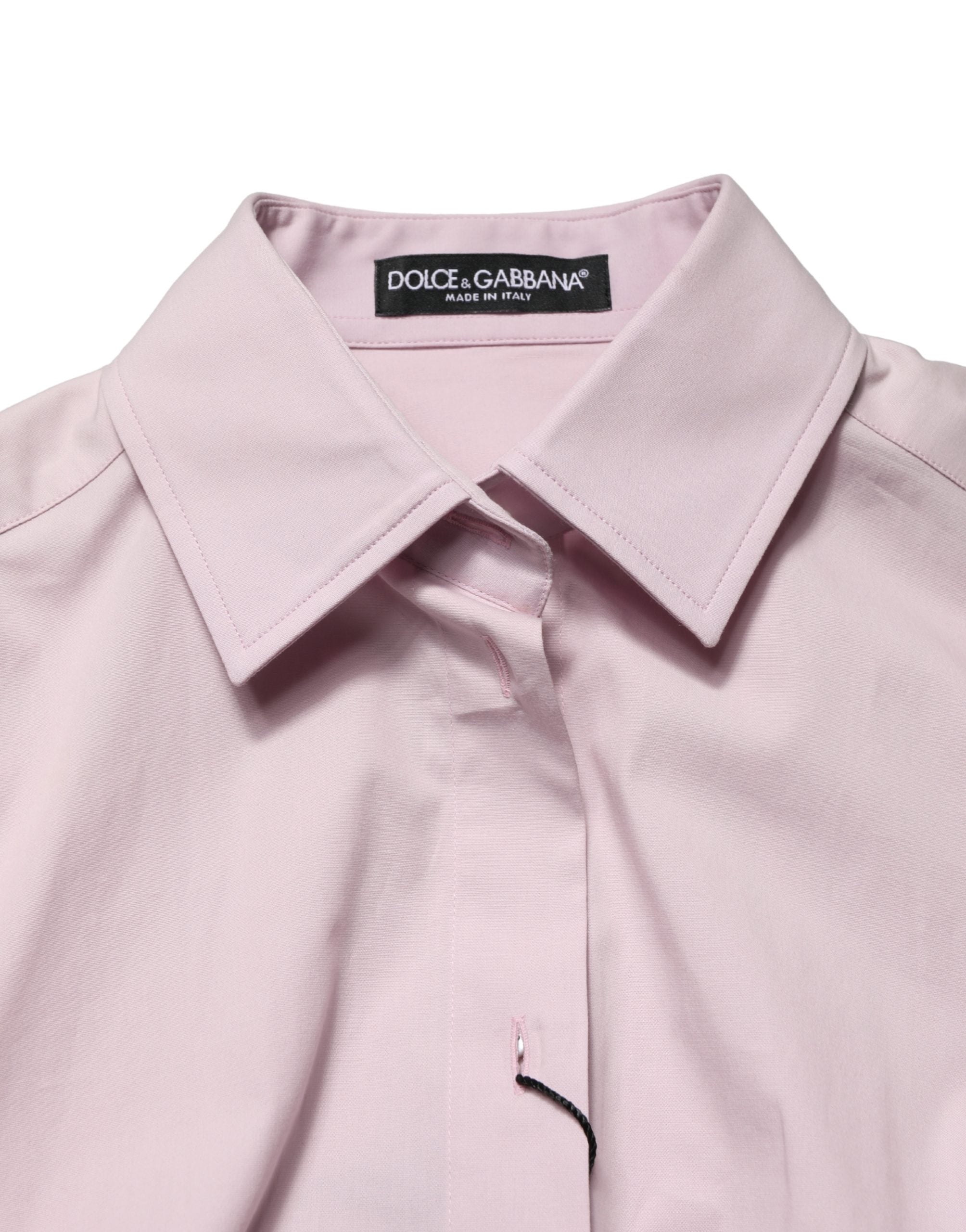 Dolce & Gabbana Pink Cotton Long Sleeves Collared Shirt Top