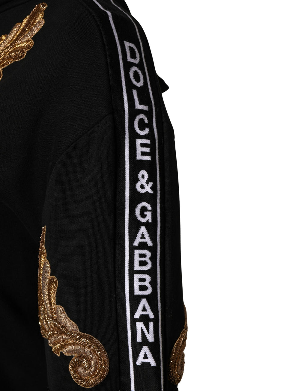 Dolce & Gabbana Schwarzer Kapuzenpullover mit Stickerei und Quasten
