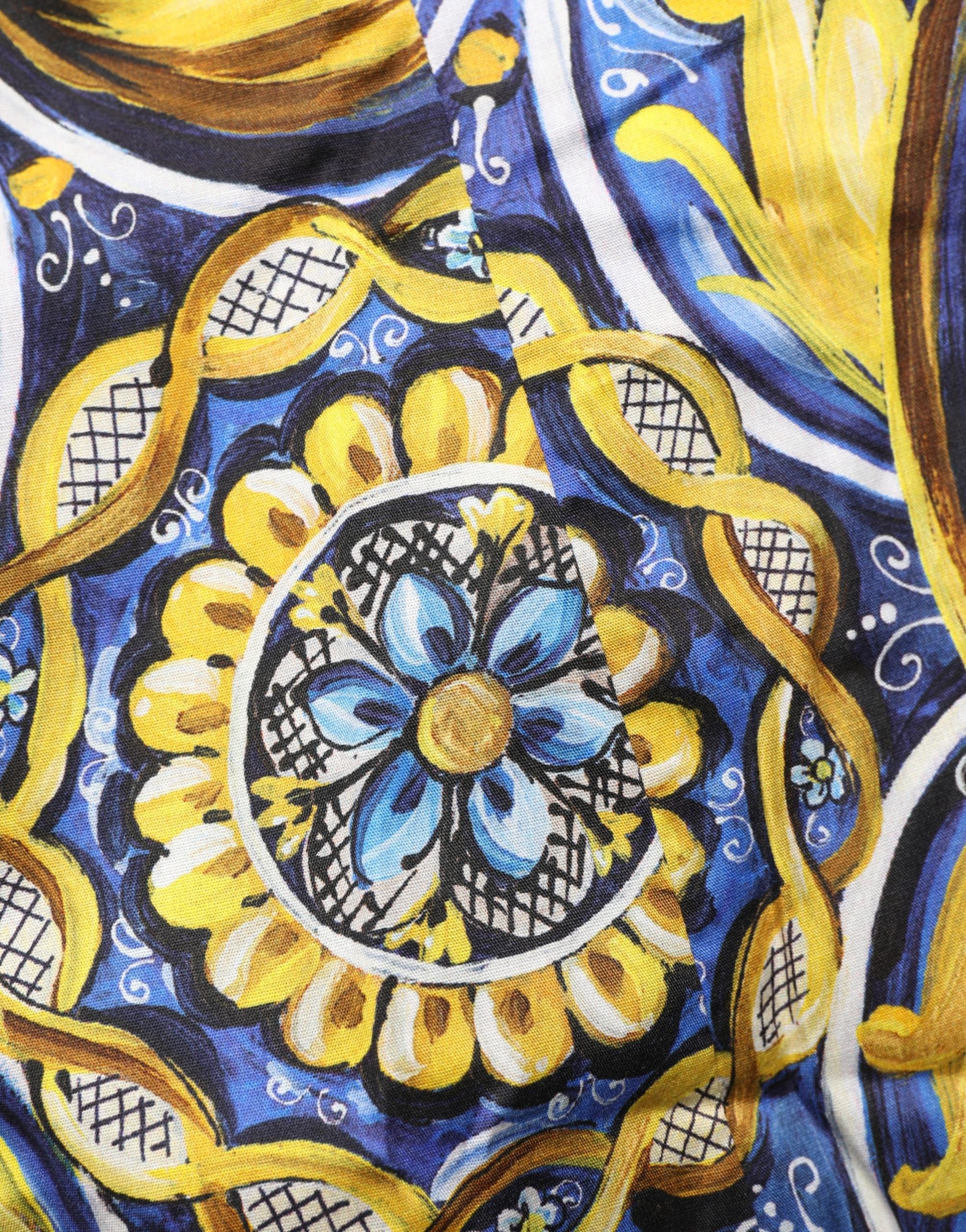 Dolce & Gabbana Bluse aus Baumwolle mit Multicolor Majolica-Print