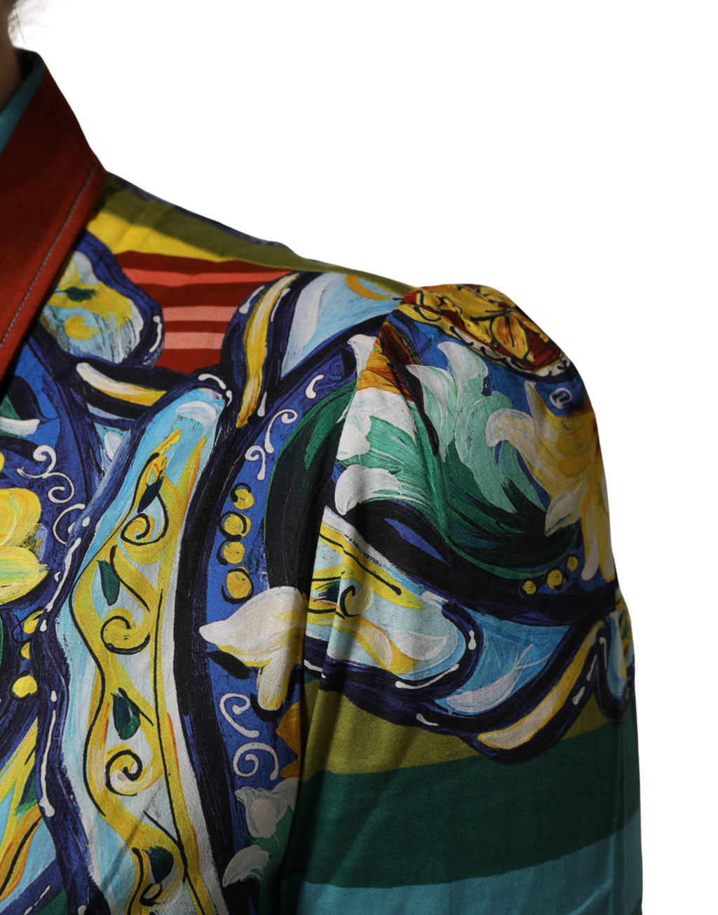 Dolce & Gabbana Bluse aus Baumwolle mit Multicolor Majolica-Print