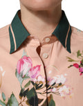Dolce & Gabbana Pink Floral Cotton Button Front Shirt Top
