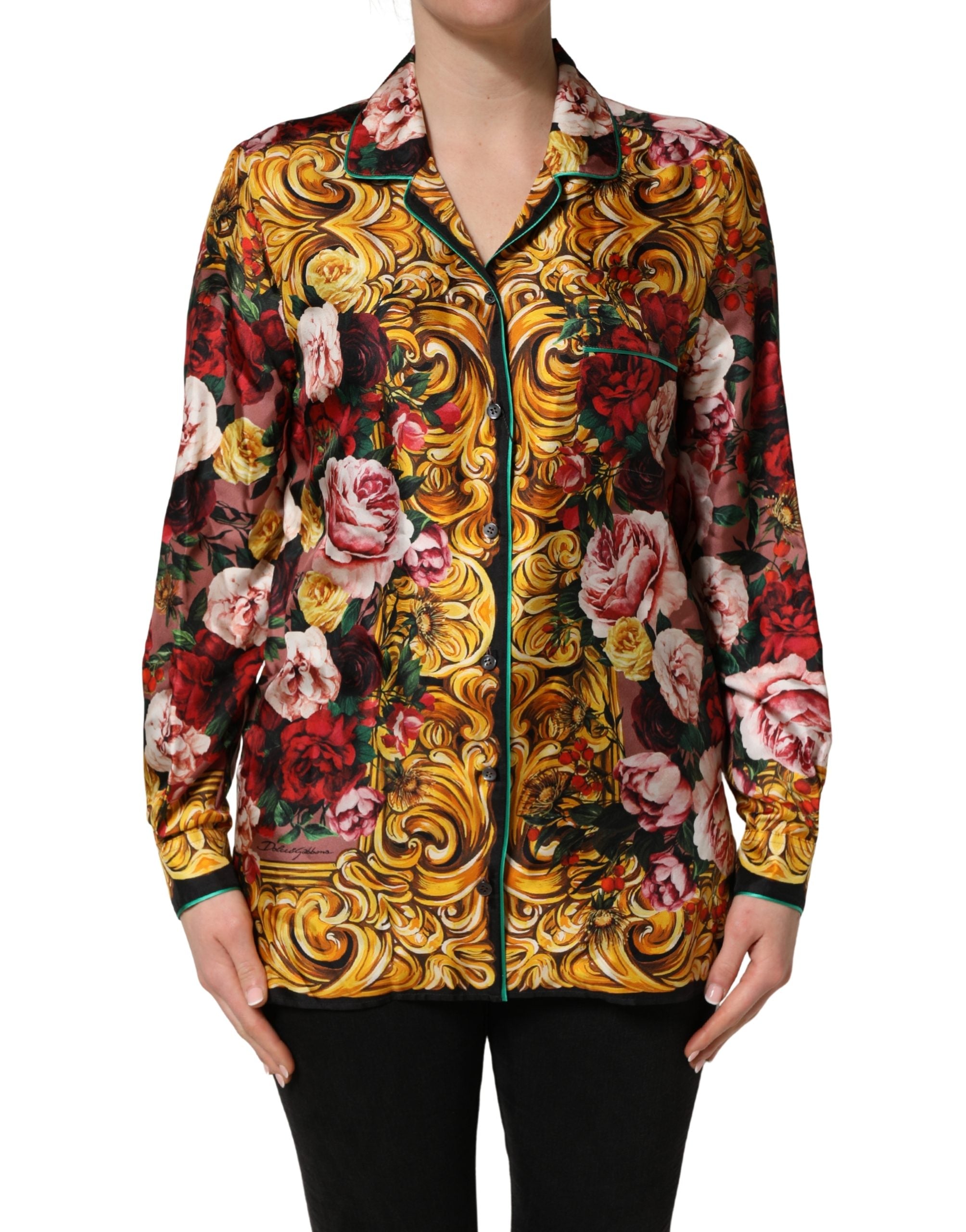 Dolce & Gabbana Mehrfarbiges Blumen-Langarmhemd mit Knopfleiste