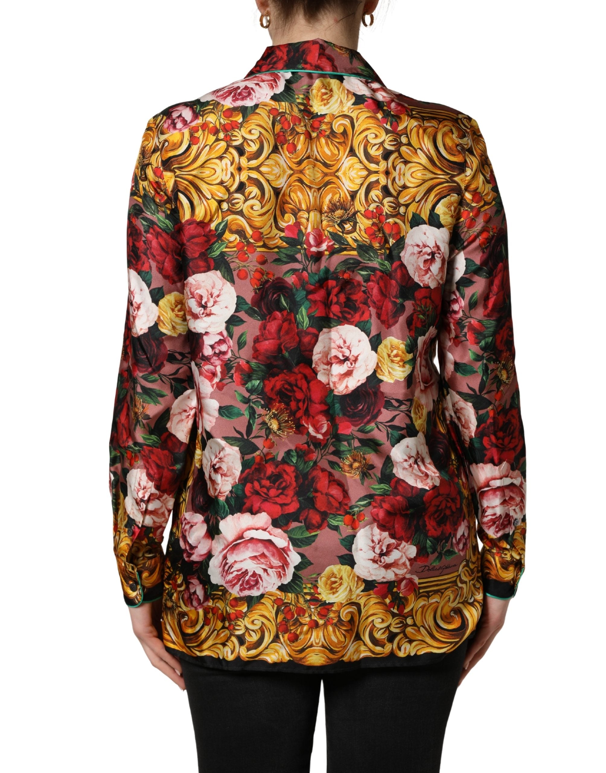 Dolce & Gabbana Mehrfarbiges Blumen-Langarmhemd mit Knopfleiste