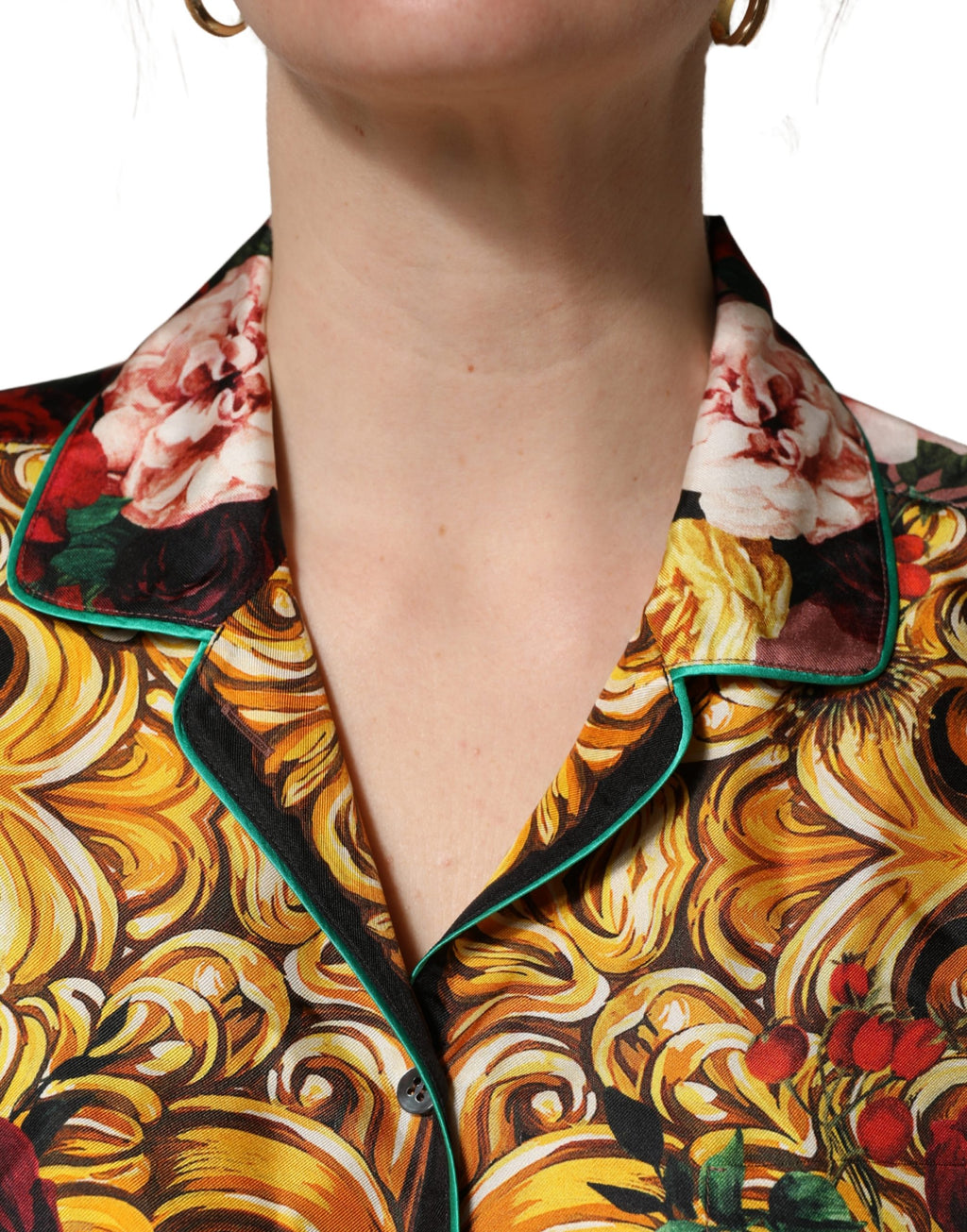 Dolce & Gabbana Mehrfarbiges Blumen-Langarmhemd mit Knopfleiste