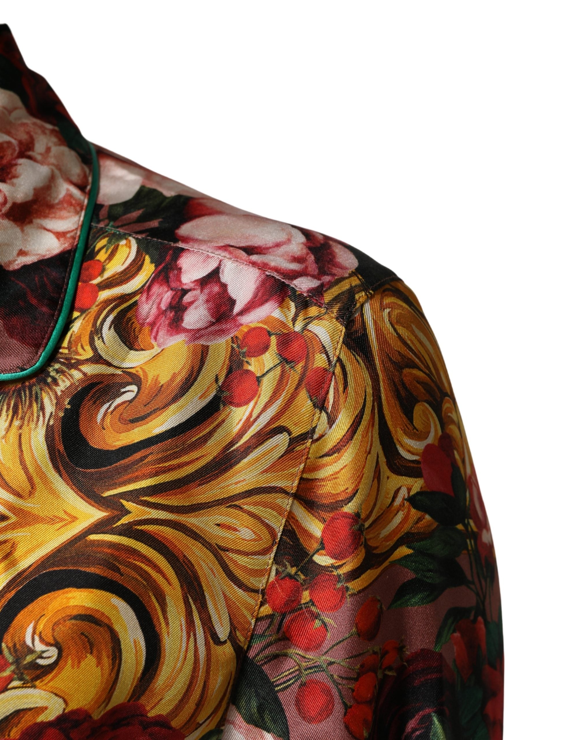 Dolce & Gabbana Mehrfarbiges Blumen-Langarmhemd mit Knopfleiste