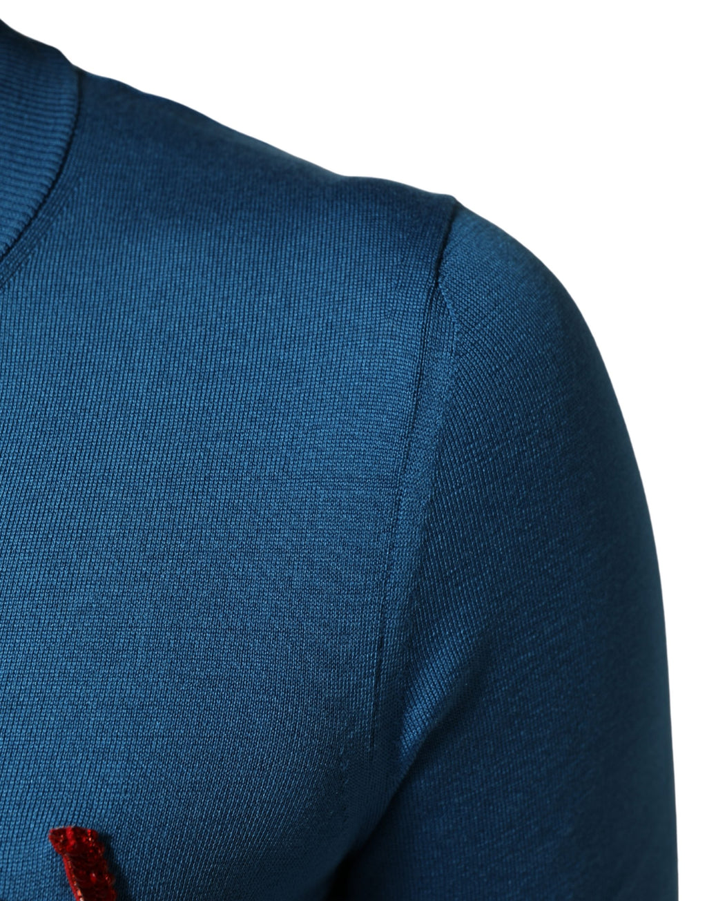 Dolce & Gabbana Blauer Pullover aus Seide mit Pailletten und Rundhalsausschnitt
