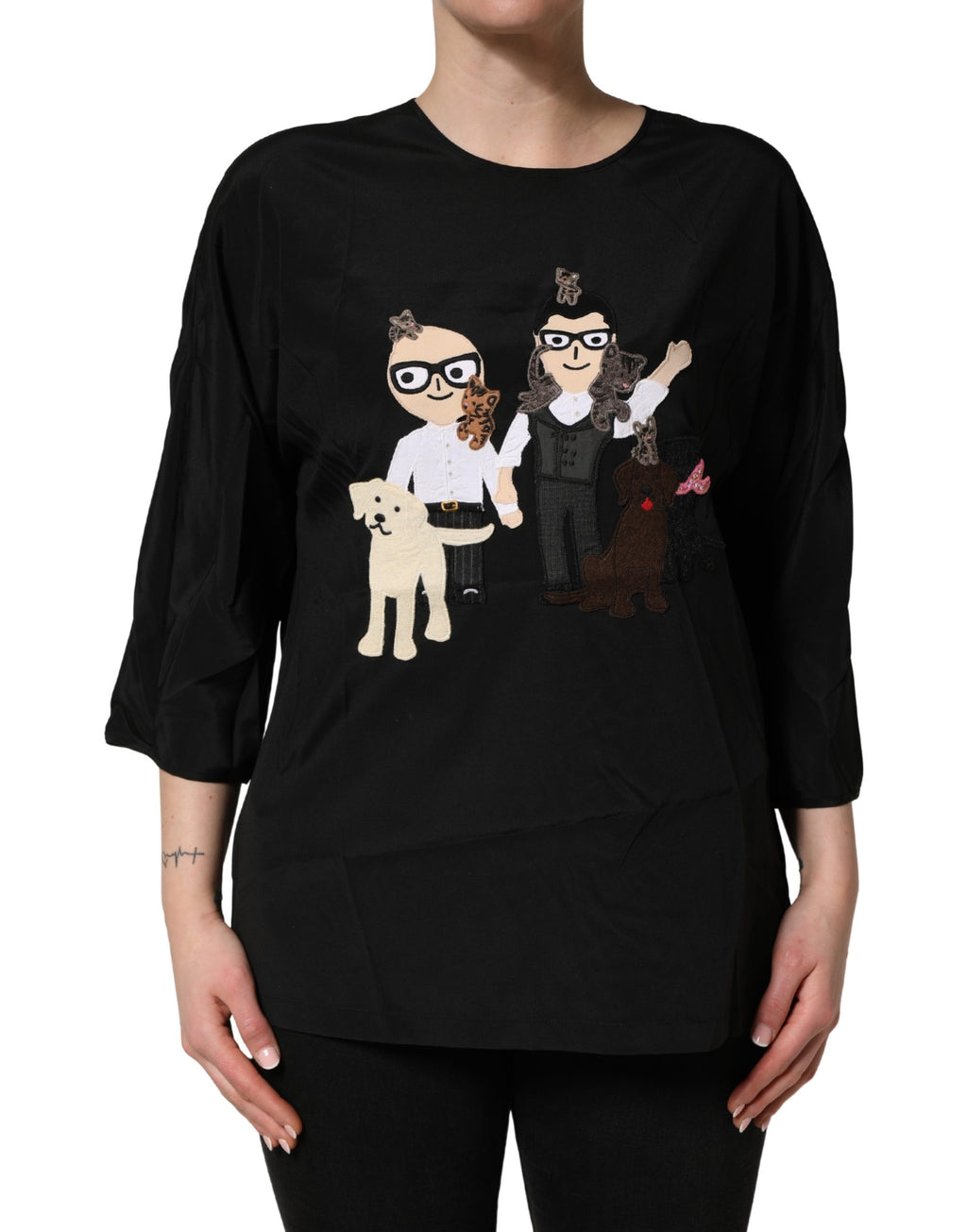 Dolce & Gabbana Schwarze #dgfamily Seidenbluse