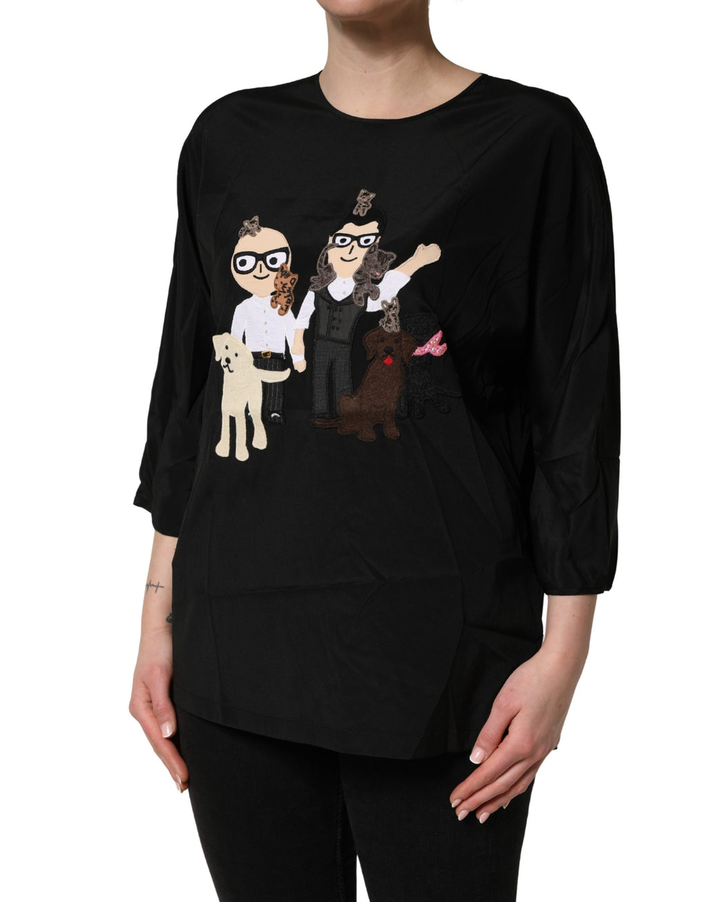 Dolce & Gabbana Schwarze #dgfamily Seidenbluse