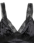 Dolce & Gabbana Schwarzes Seiden-Camisole mit Spitzenbesatz und V-Ausschnitt