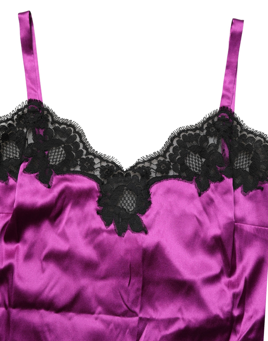 Dolce & Gabbana Lila Seiden-Camisole mit Spitzenbesatz, ärmellos
