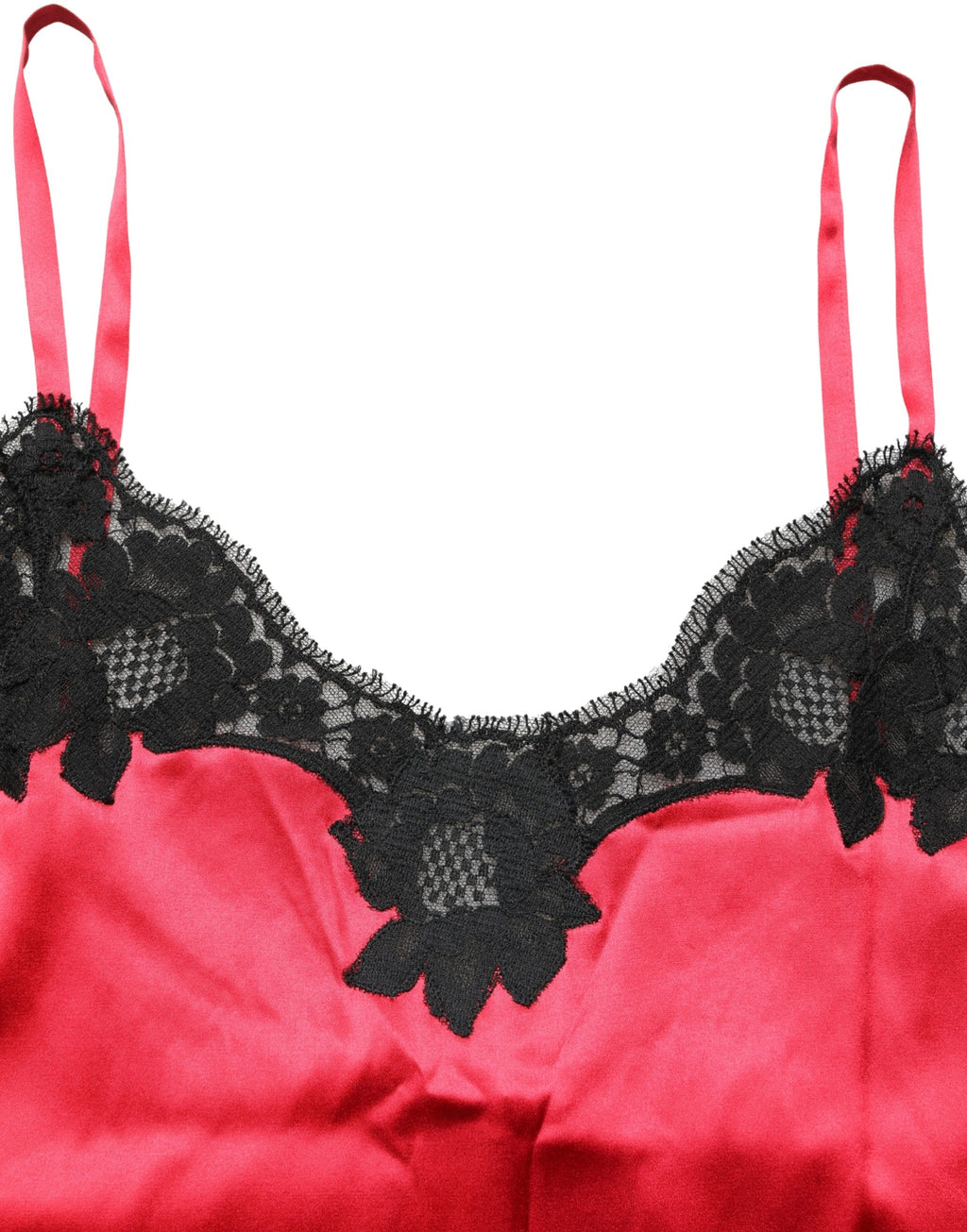 Dolce & Gabbana Rotes Seiden-Camisole mit Spitzendetail, ärmellos