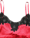 Dolce & Gabbana Rotes Seiden-Camisole mit Spitzendetail, ärmellos