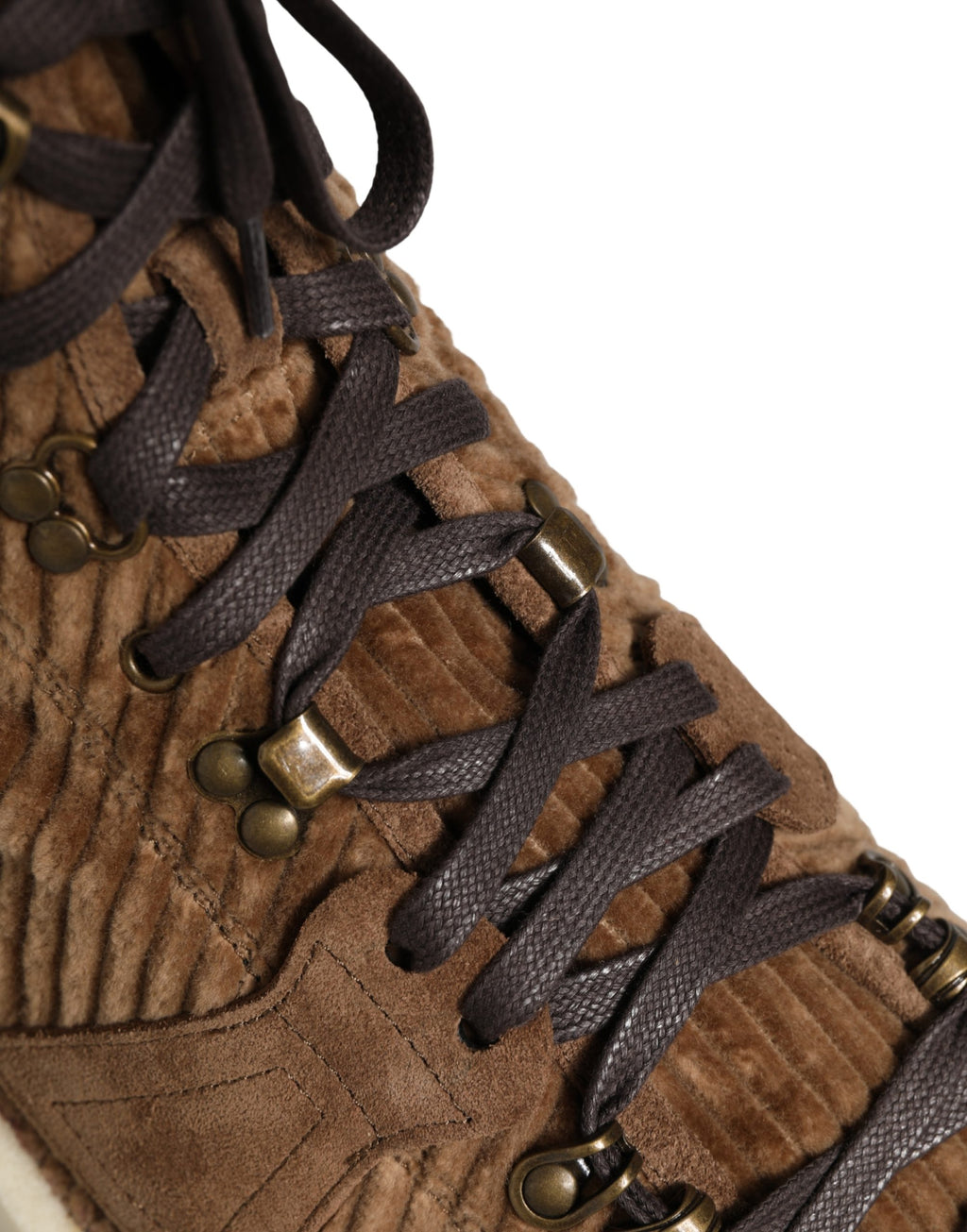 Dolce & Gabbana Braune Corduroy High-Top Oxford Boots