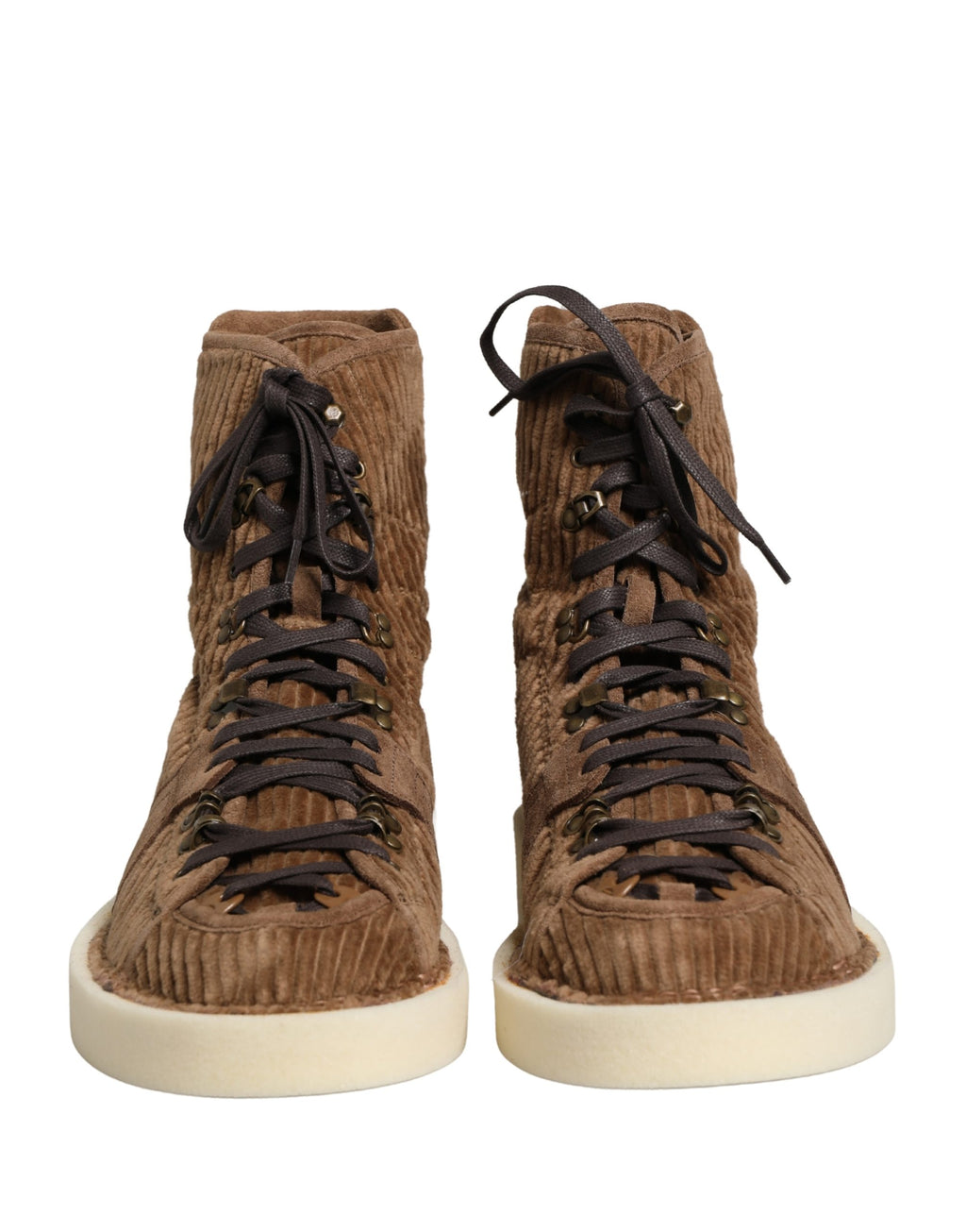 Dolce & Gabbana Braune Corduroy High-Top Oxford Boots