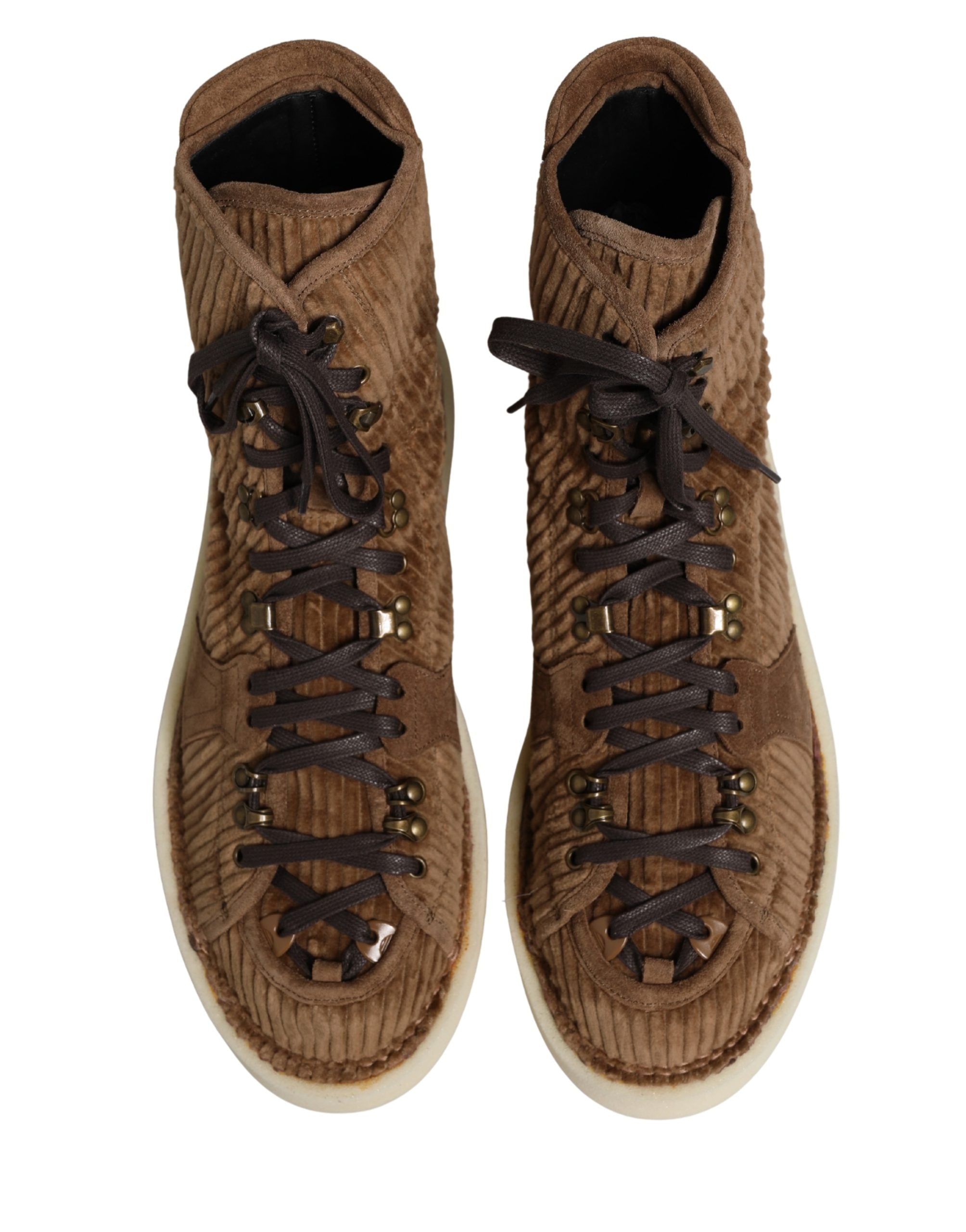 Dolce & Gabbana Braune Corduroy High-Top Oxford Boots