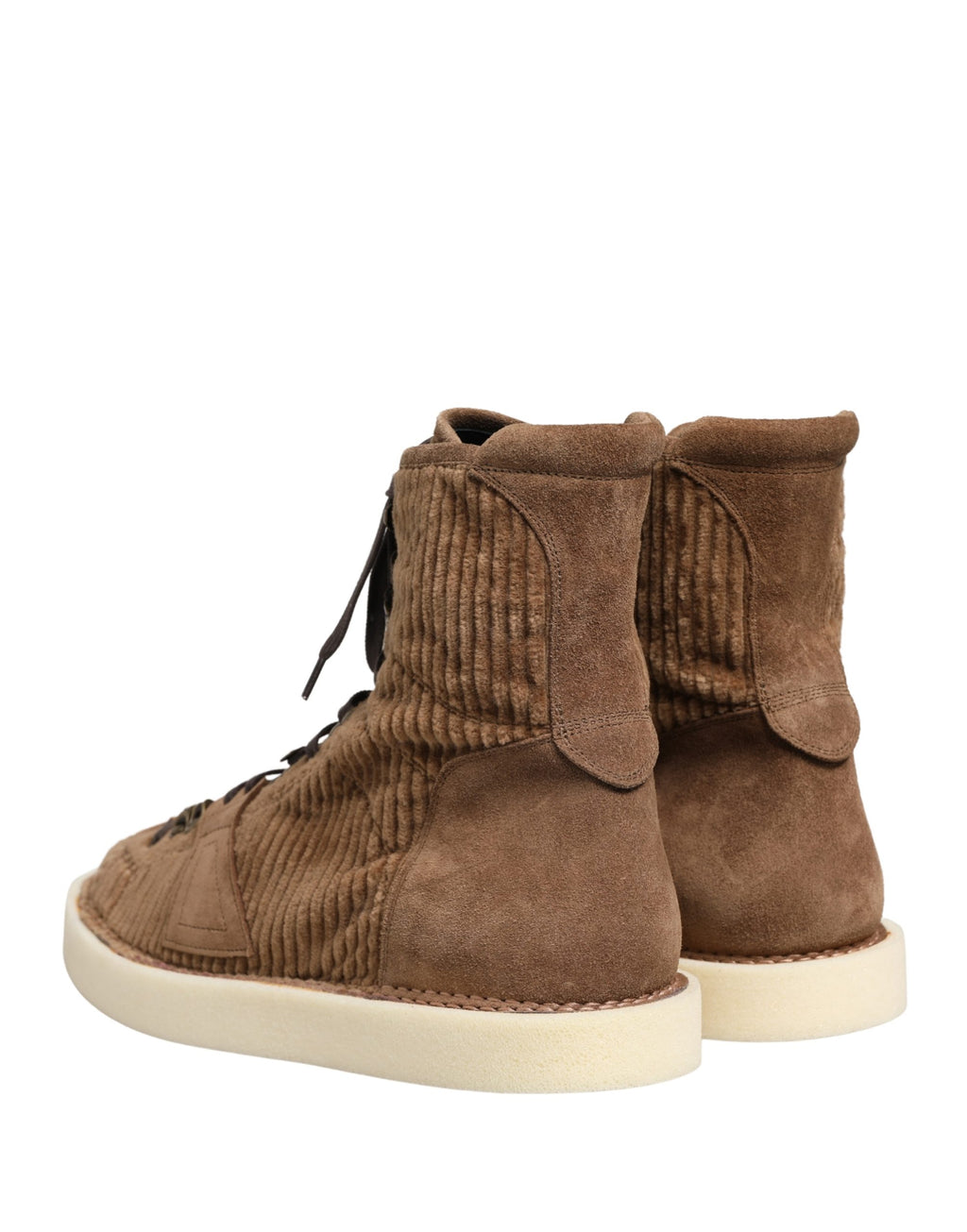 Dolce & Gabbana Braune Corduroy High-Top Oxford Boots
