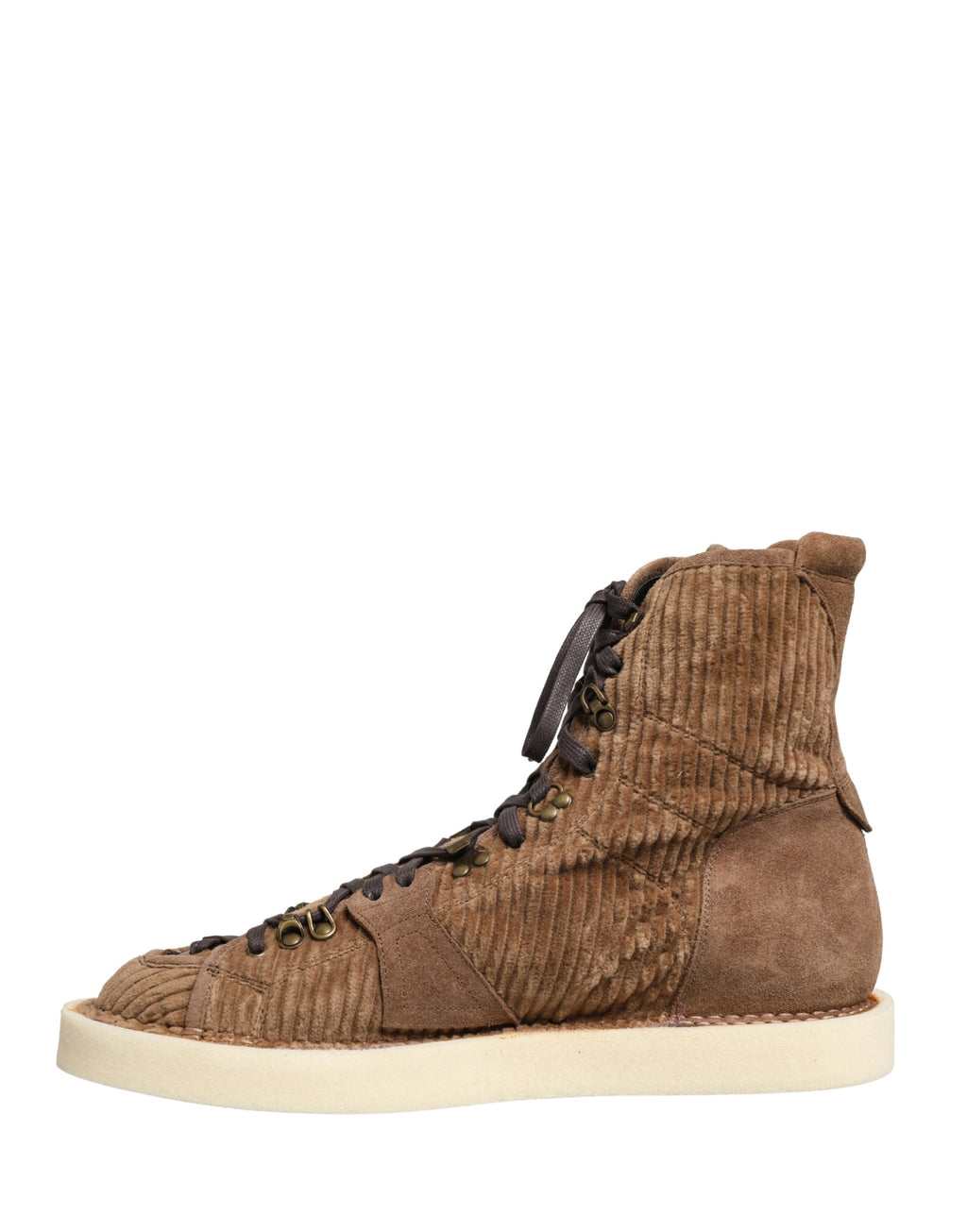 Dolce & Gabbana Braune Corduroy High-Top Oxford Boots